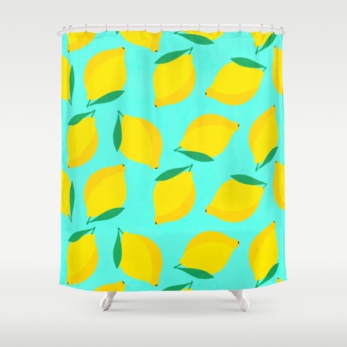Bold and Vibrant Minimal Lemon Pattern Shower Curtain Gallery Image 1