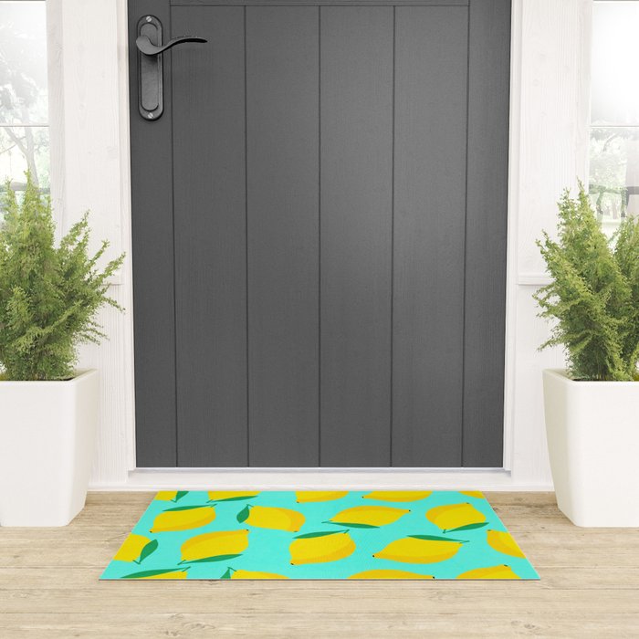 Bold and Vibrant Minimal Lemon Pattern Welcome Mat Gallery Image 3