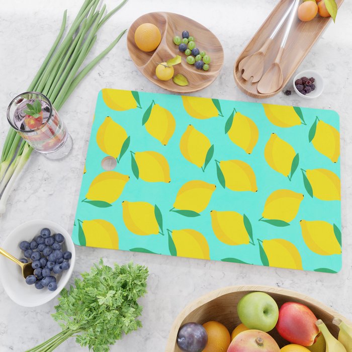 Bold and Vibrant Minimal Lemon Pattern Cutting Board Gallery Image 2