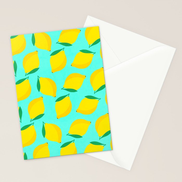 Bold and Vibrant Minimal Lemon Pattern Stationery Card Gallery Image 2