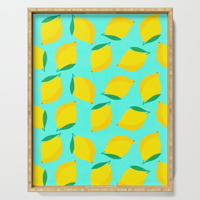 Bold and Vibrant Minimal Lemon Pattern Serving Tray Gallery Image 1