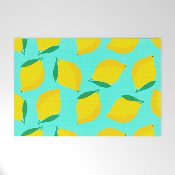 Bold and Vibrant Minimal Lemon Pattern Welcome Mat Gallery Image 1