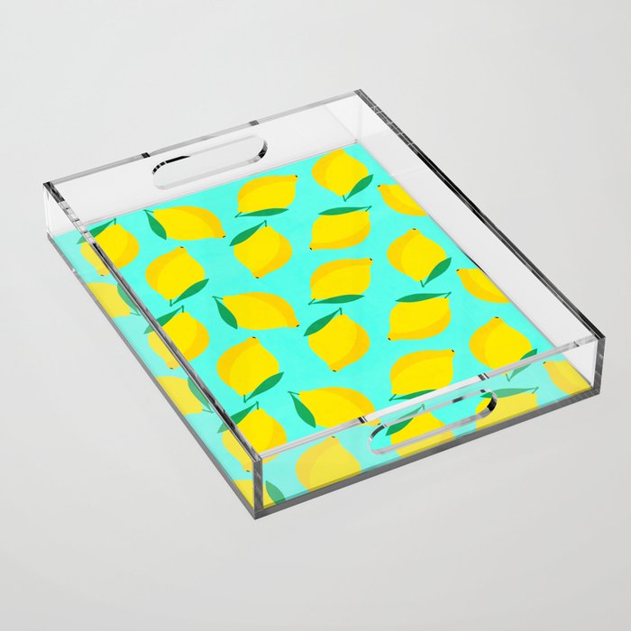 Bold and Vibrant Minimal Lemon Pattern Acrylic Tray Gallery Image 1