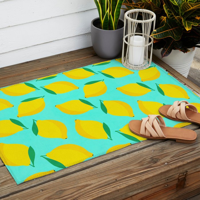 Bold and Vibrant Minimal Lemon Pattern Outdoor Rug Gallery Image 2