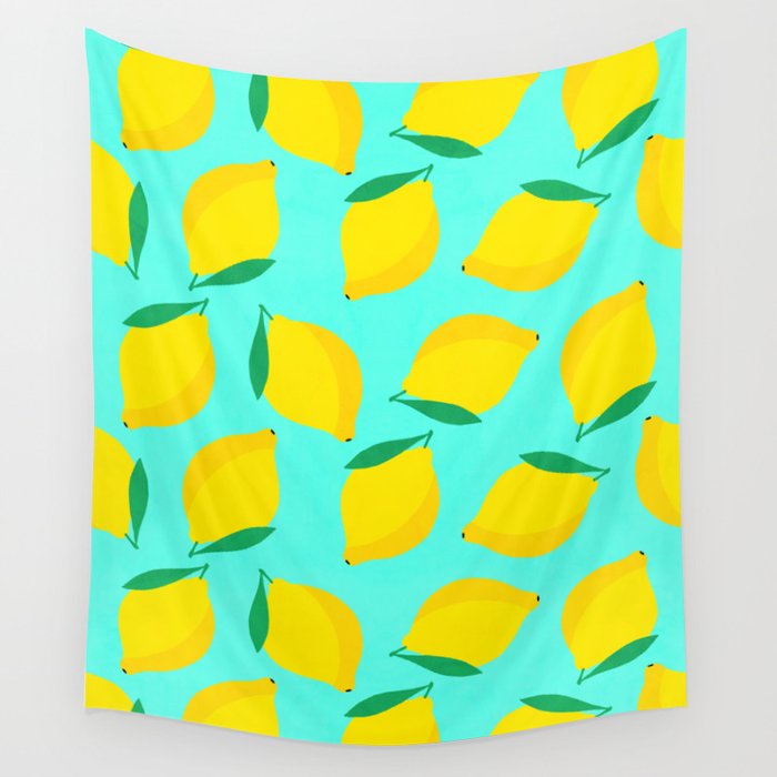 Bold and Vibrant Minimal Lemon Pattern Wall Tapestry Gallery Image 1