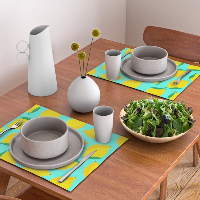 Bold and Vibrant Minimal Lemon Pattern Placemat Gallery Image 2