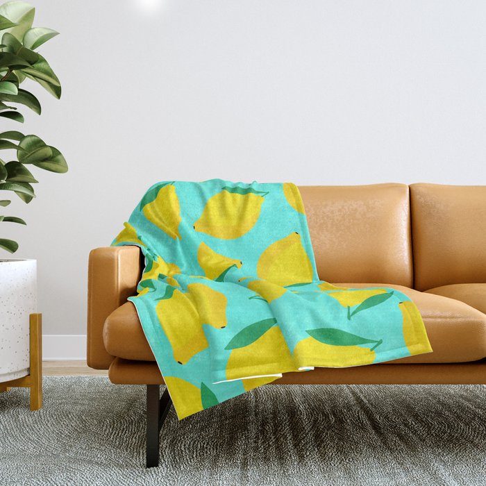 Bold and Vibrant Minimal Lemon Pattern Throw Blanket Gallery Image 1