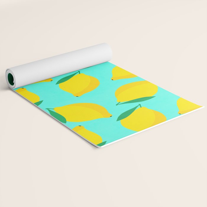 Bold and Vibrant Minimal Lemon Pattern Yoga Mat Gallery Image 2