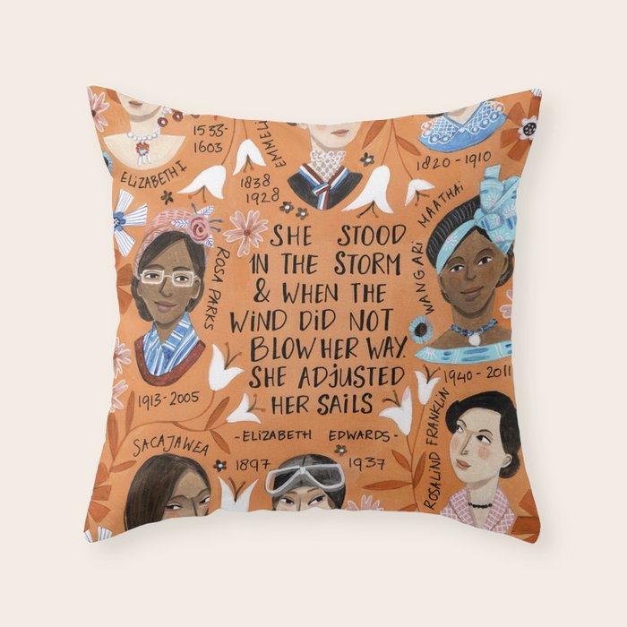 International womens day motivational strong women in history Throw Pillow Gallery Image 1