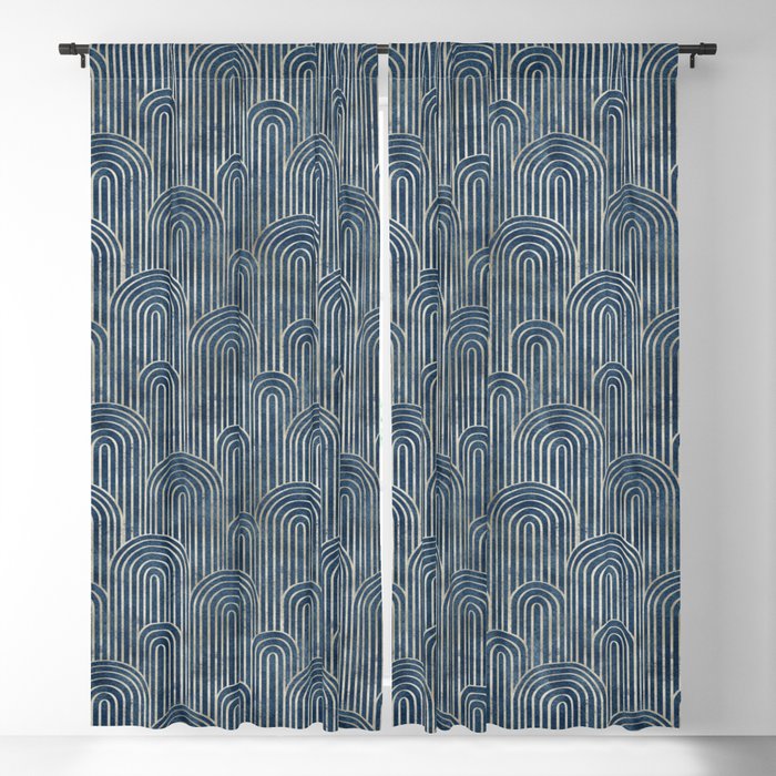 Art Deco Striped Arches Window Curtain Gallery Image 5