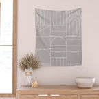 Deco Geometric 04 Grey Wall Tapestry Gallery Image 2