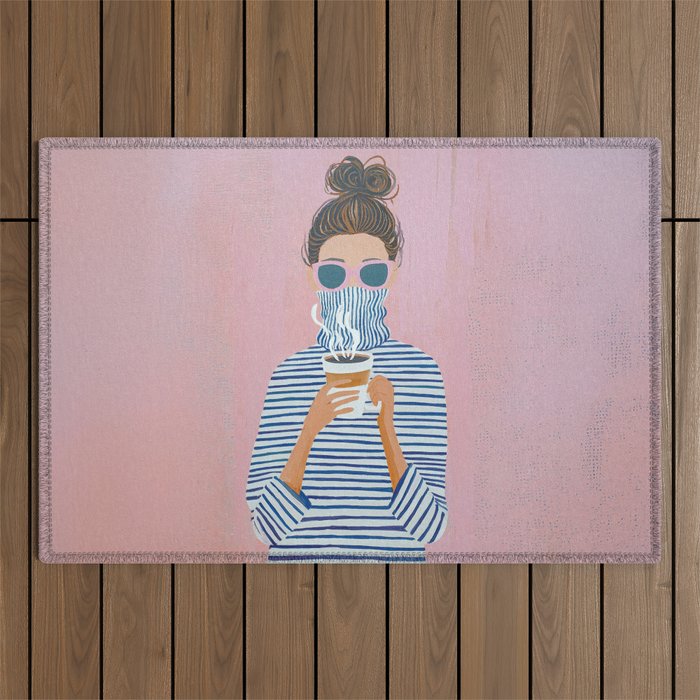 Cozy Morning Coffee Vibes Outdoor Rug Gallery Image 1