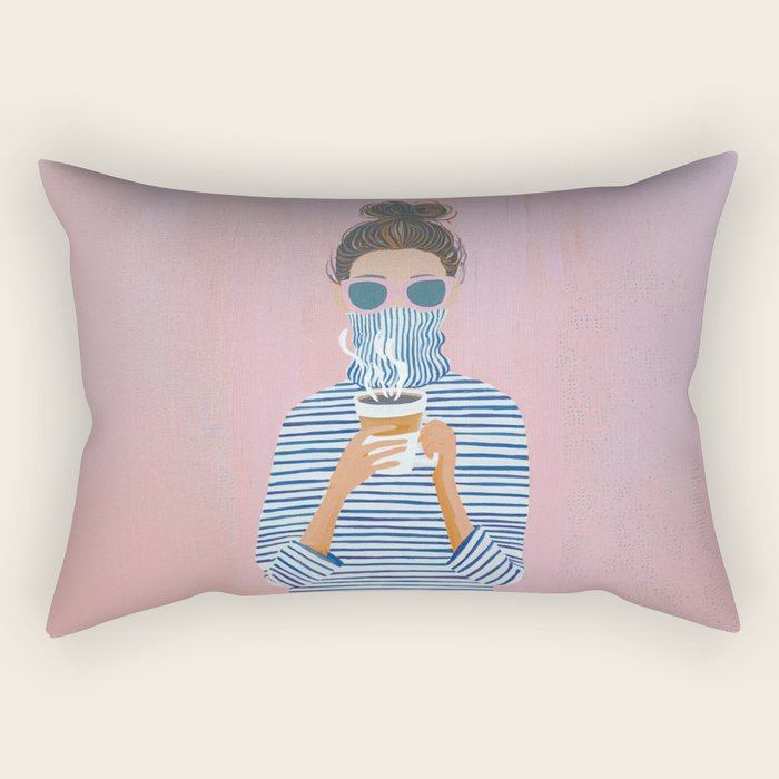 Cozy Morning Coffee Vibes Rectangular Pillow Gallery Image 2