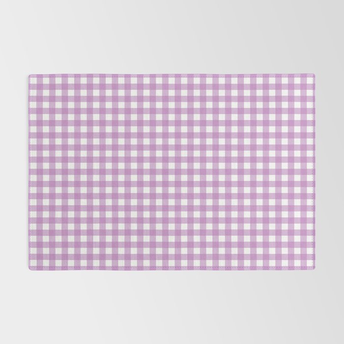 Gingham Check Pattern in Pastel Orchid Purple and White  Rug Gallery Image 2