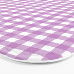 Gingham Check Pattern in Pastel Orchid Purple and White  Bath Mat Gallery Image 3