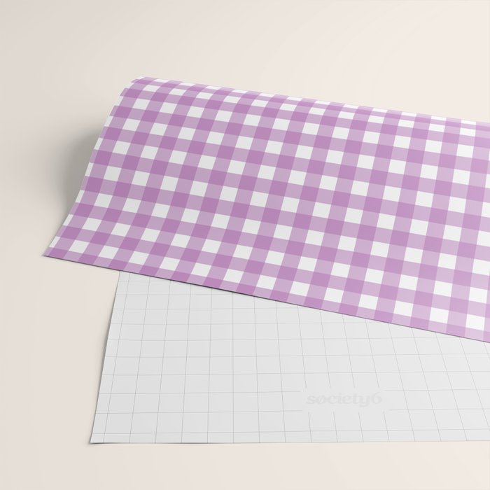 Gingham Check Pattern in Pastel Orchid Purple and White  Wrapping Paper Gallery Image 2