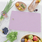 Gingham Check Pattern in Pastel Orchid Purple and White  Cutting Board Gallery Image 2