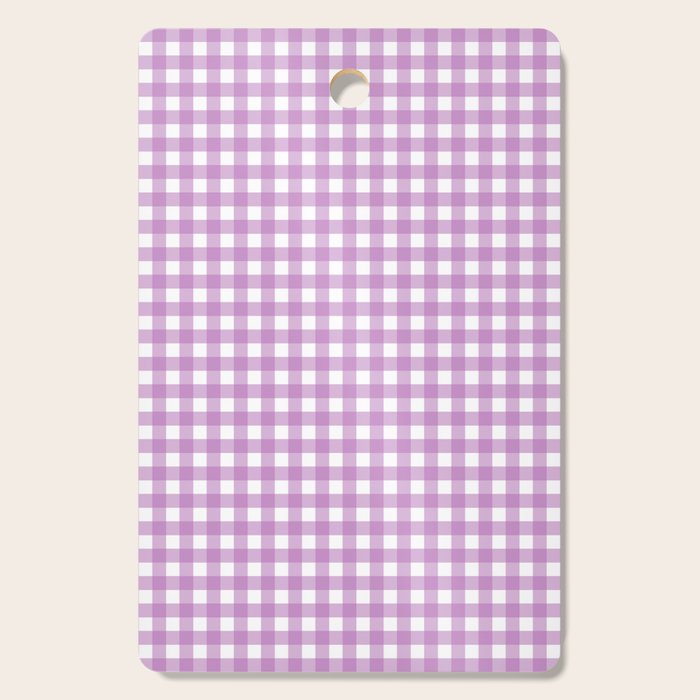 Gingham Check Pattern in Pastel Orchid Purple and White  Cutting Board Gallery Image 1