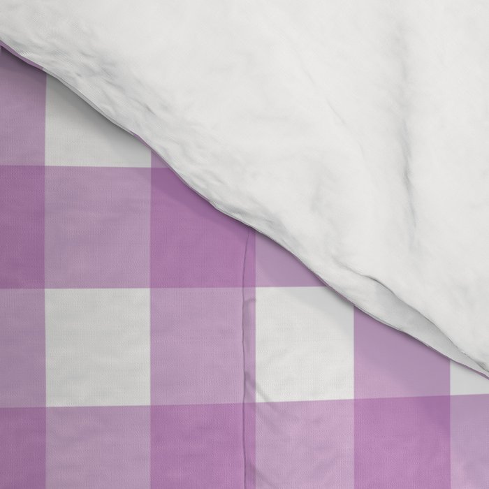 Gingham Check Pattern in Pastel Orchid Purple and White  Comforter Gallery Image 4