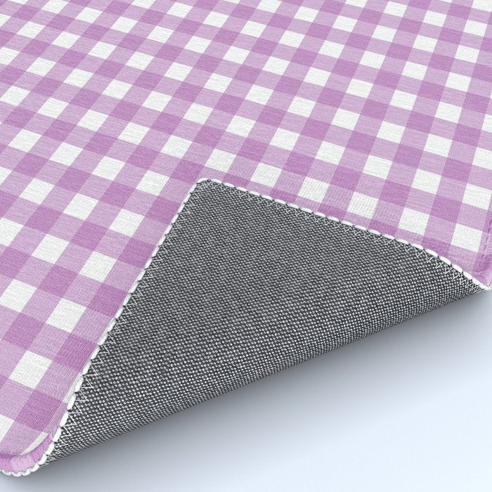 Gingham Check Pattern in Pastel Orchid Purple and White  Rug Gallery Image 4