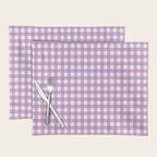 Gingham Check Pattern in Pastel Orchid Purple and White  Placemat Gallery Image 1