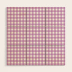 Gingham Check Pattern in Pastel Orchid Purple and White  Wood Wall Art Gallery Image 1