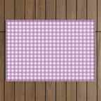 Gingham Check Pattern in Pastel Orchid Purple and White  Outdoor Rug Gallery Image 1