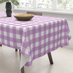 Gingham Check Pattern in Pastel Orchid Purple and White  Tablecloth Gallery Image 3