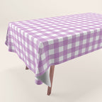 Gingham Check Pattern in Pastel Orchid Purple and White  Tablecloth Gallery Image 1