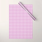 Gingham Check Pattern in Pastel Orchid Purple and White  Wrapping Paper Gallery Image 1