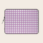 Gingham Check Pattern in Pastel Orchid Purple and White  Laptop Sleeve Gallery Image 1