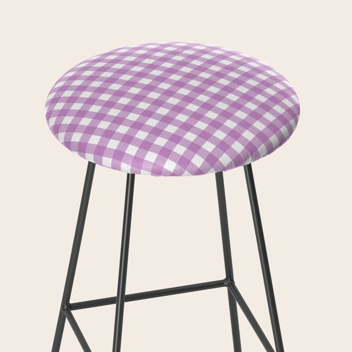 Gingham Check Pattern in Pastel Orchid Purple and White  Stool Gallery Image 2
