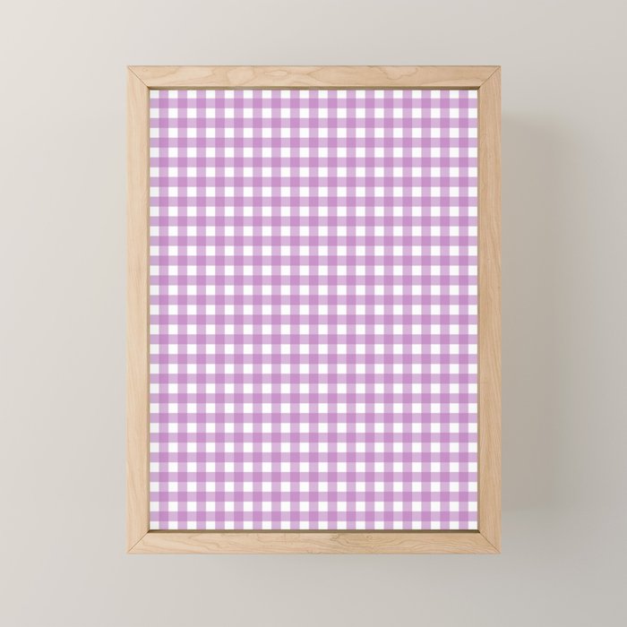 Gingham Check Pattern in Pastel Orchid Purple and White  Mini Art Print Gallery Image 1