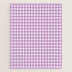 Gingham Check Pattern in Pastel Orchid Purple and White  Jigsaw Puzzle Gallery Image 1
