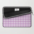 Gingham Check Pattern in Pastel Orchid Purple and White  Laptop Sleeve Gallery Image 2