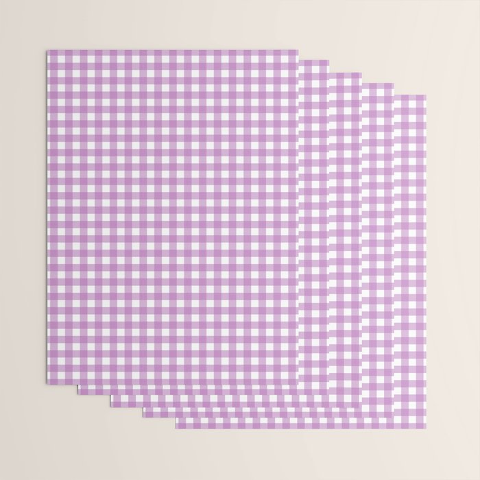 Gingham Check Pattern in Pastel Orchid Purple and White  Wrapping Paper Gallery Image 3
