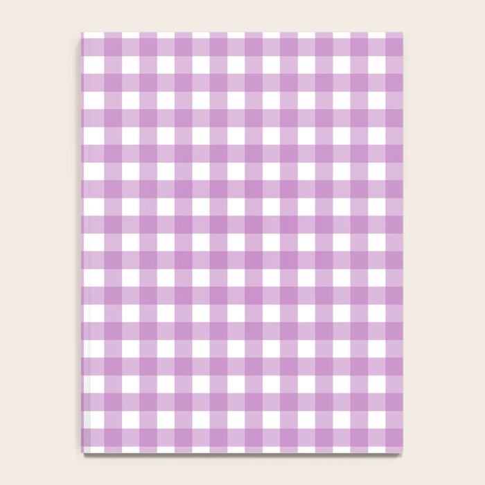 Gingham Check Pattern in Pastel Orchid Purple and White  Notebook Gallery Image 4
