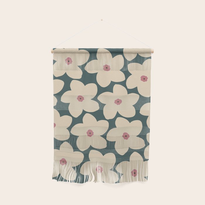Green And Cream Retro Flower Wall Hanging Gallery Image 1