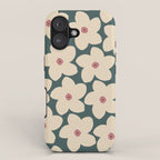 Green And Cream Retro Flower iPhone Case Gallery Image 1