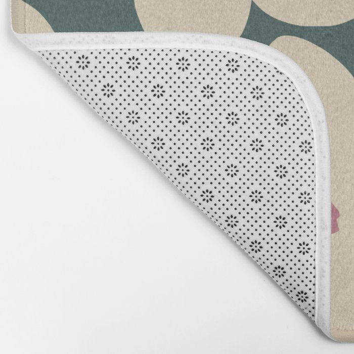 Green And Cream Retro Flower Bath Mat Gallery Image 2