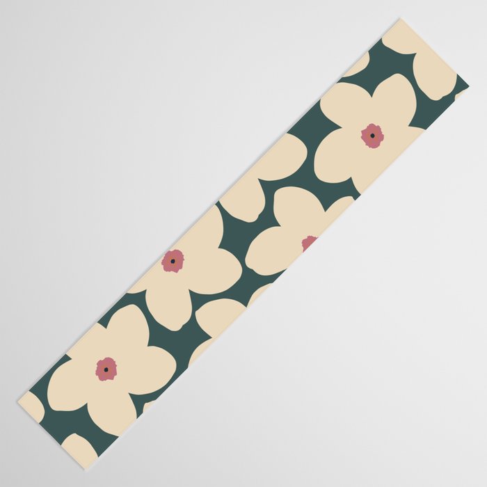 Green And Cream Retro Flower Table Runner Gallery Image 3