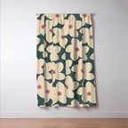 Green And Cream Retro Flower Window Curtain Gallery Image 3