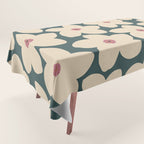 Green And Cream Retro Flower Tablecloth Gallery Image 1
