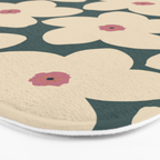 Green And Cream Retro Flower Bath Mat Gallery Image 3