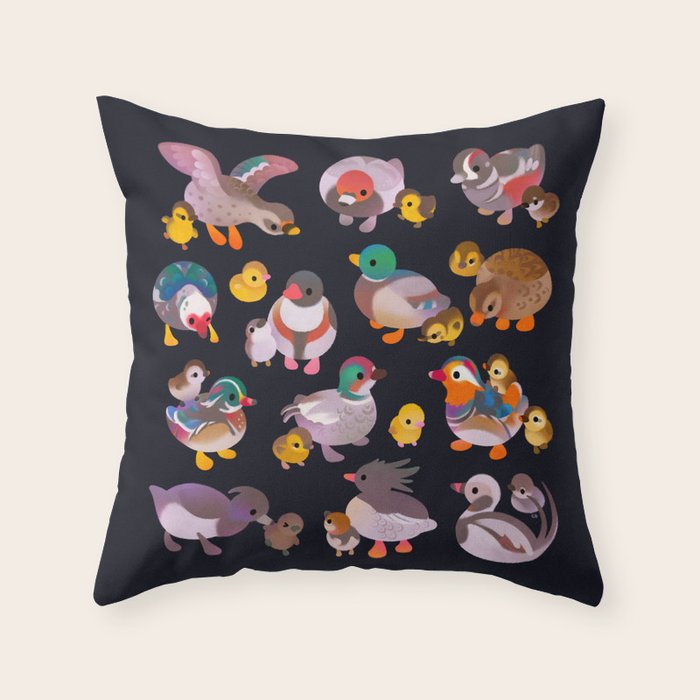 Duck and Duckling - dark Throw Pillow Gallery Image 6