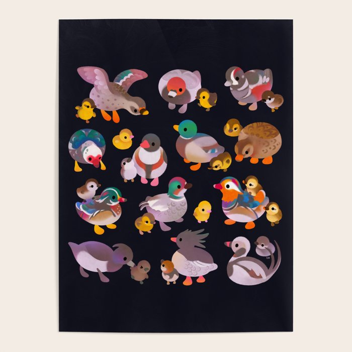 Duck and Duckling - dark Poster Gallery Image 1