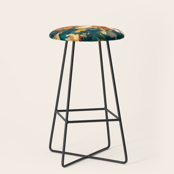 Abstract Floral Splashes Stool Gallery Image 1