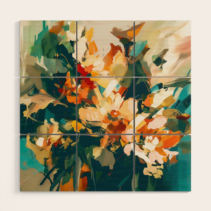 Abstract Floral Splashes Wood Wall Art Gallery Image 1