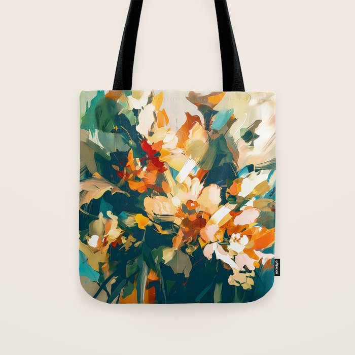 Abstract Floral Splashes Tote Bag Gallery Image 1