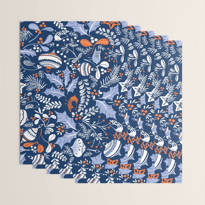 Wonderful ditsy holiday joy blue Wrapping Paper Gallery Image 3